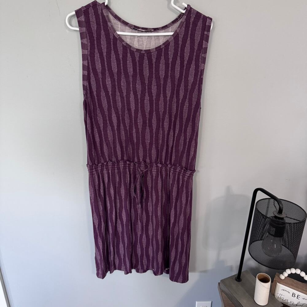 Ann Taylor LOFT Purple Wide Strap Dress Women's Size Large w/ Drawstring Waist